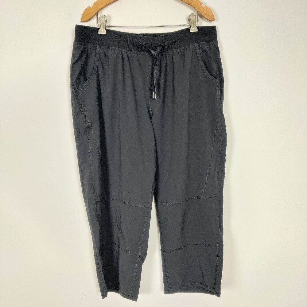 ACX Active Women's Athletic Cropped Pants Sz L Black Workout Fitness Athleisure